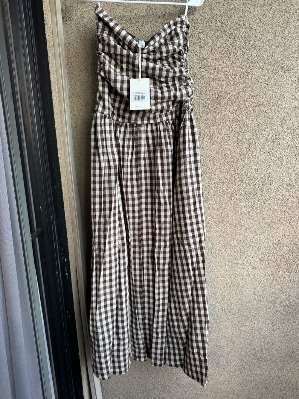 Peppermayo Carmel Maxi Dress Strapless Brown Gingham - Picture 6 of 8